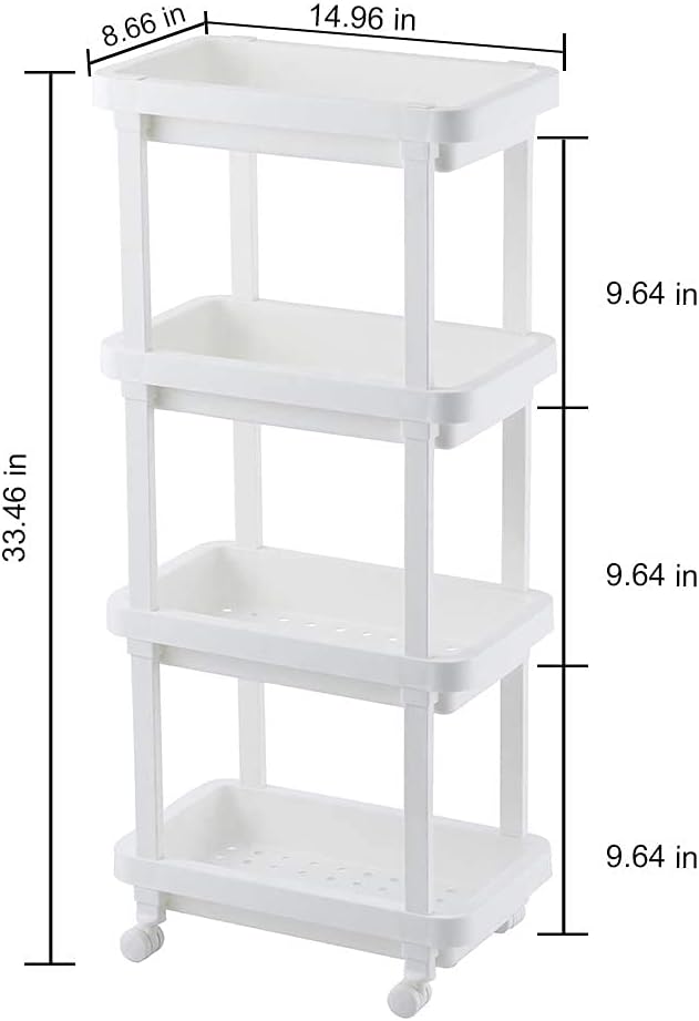 Aogist 4-Tier Slide Out Storage Cart Rolling Utility Cart Storage Shelf Rack for Kitchen Laundry Room Bathroom Office & Dressers