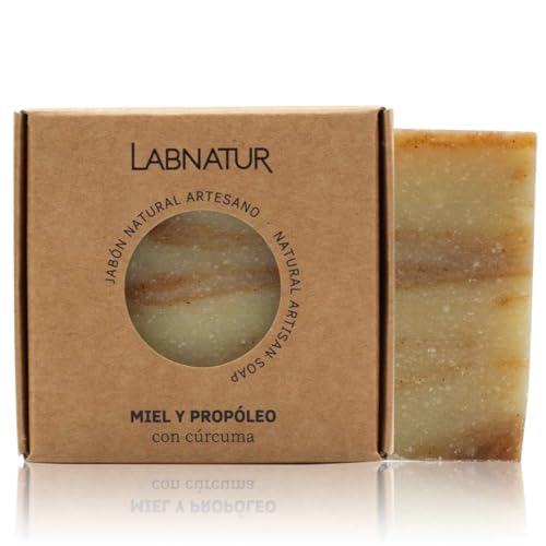 Labnatur Jabón Natural Miel y Propóleo Artesanal - Limpia y Regenera - Con Aceites de Oliva y Coco - Para Piel con Acné - Sin Aceite de Palma - Fabricado en España - 100 g
