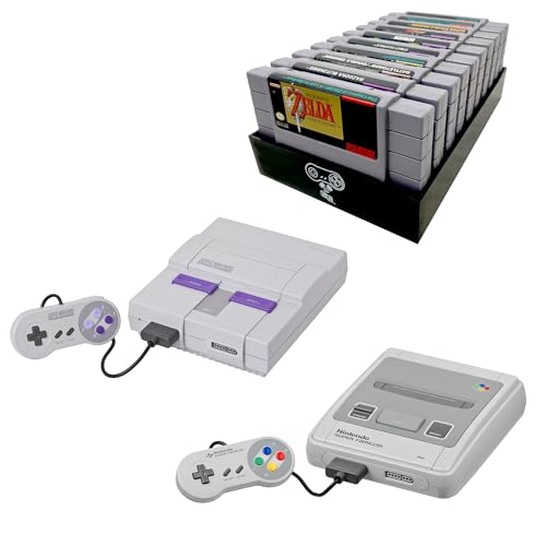 Image of Collector Craft, Black, SNES Compatible Cartridge Holder, Holds 10 Games, Clutter Reducing, Retro Video Game Collection, Works with Super Nintendo Entertainment System NTSC and PAL Cartridges
