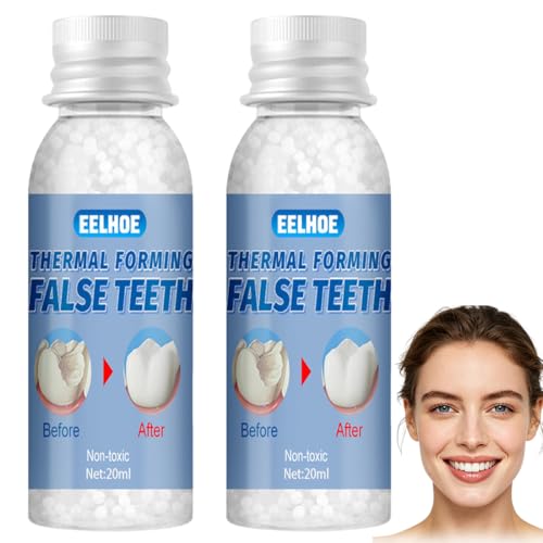 VRYNDH Relleno dental temporal, Kit de reparación de relleno dental, protesis dental,Perlas de reparación de prótesis dentales para fijación temporal Relleno de dientes rotos que faltan20ml+20ml D