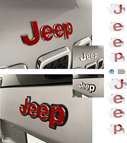 Reflective Concepts - 2014-2018 Jeep Cherokee - Jeep Front And Rear Emblem Overlay Decal Stickers - (Color: Gloss Red) #TOP2