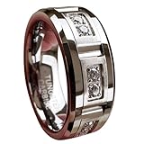 TUTISS 8mm Tungsten Rings for Men Women Couple Eternity Anniversary Engagement Wedding Bands Fashion Jewelry CZ Stone Inlay Beveled Matte Polished Comfort Fit Size 13