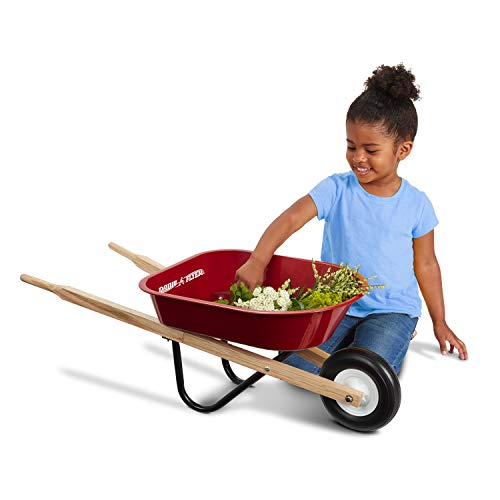 Radio Flyer Classic Kids Wheelbarrow, For Kids 3+, Seamless Steel Tray with No-Scratch Edges, Real Wooden Handles, Durable Front Wheel, Steel Undercarriage, 25 lb Capacity, Garden Toy for Children by Radio Flyer - Image 7