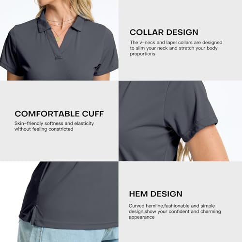 Image of Women's Polo Shirts Short Sleeve Quick Dry UPF 50+ Sun Protection Golf Tops