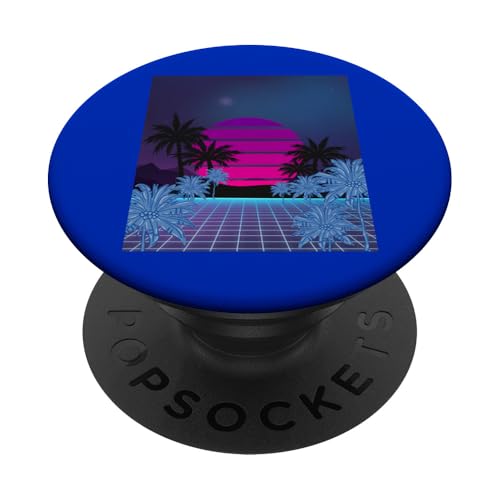 Retro 80s Vaporwave Palm Trees Sunset - Synthwave Art Tee PopSockets PopGrip Adesivo