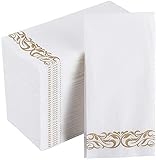 Dinner Napkins Guest Towels - 200PCS Disposable Hand Towel Paper Napkins, Decorative Paper Napkinsfor Everyday Dinner Anniversary Wedding Thanksgiving Party or Events, 8.5 x 4 Inches Folded(GOLD)