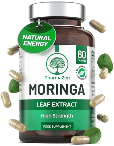 Moringa Capsules 2000mg High Strength Full Spectrum 60 Small Capsules Easy to Swallow Moringa Oleifera Leaf Extract Vegan Lab-Tested & UK Made