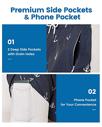 Image of maamgic 5inch Mens Swim Trunks with Compression Liner 2-in-1 Swimming Shorts Stretch Quick Dry with Zipper Pockets