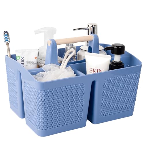 Image of Plastic Shower Caddy, Portable Shower Basket with Handle, Dark Blue