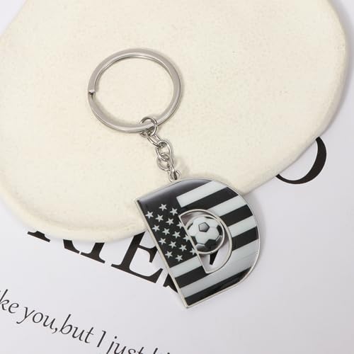 Bag Charms Initial A-Z Letter Keychain Bag Charm Soccer Keychain for Handbags Sports Bag