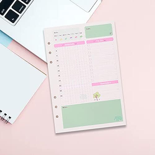 Filofax A5 Refills Folders Ring Binder Six-Hole Loose-Leaf Cartoon Hand Account Book Lined Refills Paper for Diary Organiser Planner Binders 8.27*5.5inch/21*14CM)