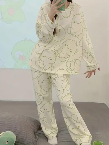 Image of GLASGO Women's Cotton Pajama Set with Top & Pants|| Korean Night Suit|| Lightweight Printed Set || Soft & Comfy Sleepwear for Girls & Women || LNS-3-$