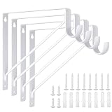 4 Pack Heavy Duty Closet Shelf & Rod Bracket，11 x 10.2 x 1 Inch Clothes Hanger Pole Support Bracket