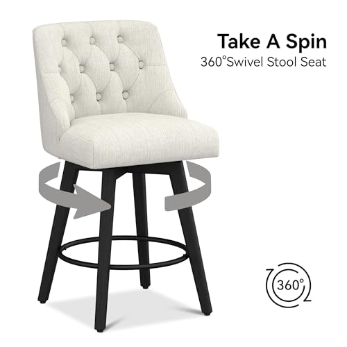 Image of 26 inch Counter Height Swivel Bar Stools, Set of 2, Dark Grey