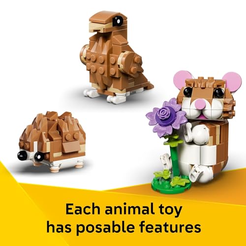 Image of LEGO Creator 3 in 1 Cute Hamster with a Flower Building Toy for Girls & Boys, Ages 7+ - Kids Build a Hamster, Hedgehog or Eagle Animal Figure - Gift Idea for Birthdays - 31376