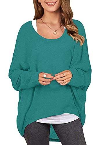 Image of ZANZEA Women's Off The Shoulder Batwing Tops Casual Loose Oversized Tshirts Long Sleeve Fall Pullover Sweater Tops
