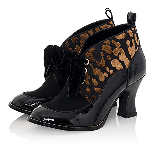 Ruby Shoo Emma - Botas flexibles y cómodas de tacón medio, color burdeos, negro, marrón, vaca, negro/dorado, 38 EU