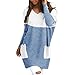 yuwo Maglione a maniche lunghe da donna, sexy, causale, con scollo a V, lavorato a maglia, Blu, XL
