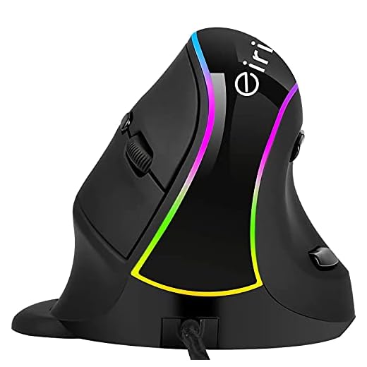 Wired Ergonomic Vertical Mouse, eirix RGB Vertical Mice with Cord, 4 Adjustable DPI, Removable Palm Rest, Reduce Wrist Pain Ergonomic Gaming Mouse for PC Computer Laptop
