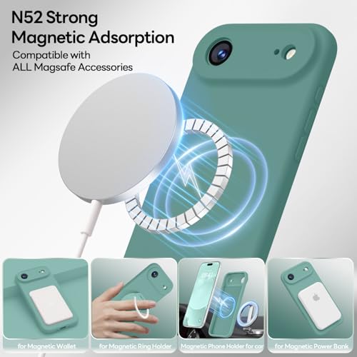 Image of LOVE 3000 Designed for iPhone Air Case, Premium Silicone [Compatible with Magsafe][Soft Anti-Scratch Microfiber Lining] Shockproof Protective Phone Case for Holsters 6.5 inch, Pine Green
