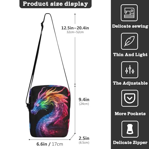 Crossbody Bag Color Flame Dragon Messenger Bag for Women Men Purse Shoulder Bag Satchel Bag with Adjustable Strap 214A05683