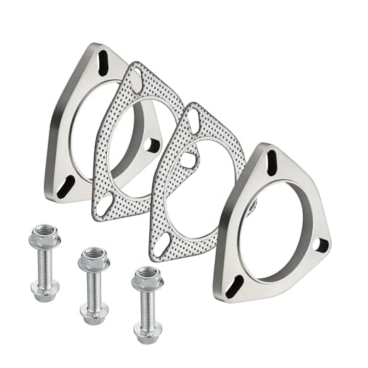 EVIL ENERGY 3 Inch 3 Bolt Exhaust Flange Connection Kit, Stainless Steel Exhaust Flange and Gasket Set with Bolts and Nuts, Exhaust Flanges with Flange Edge for Easier Welding, 2 PCS