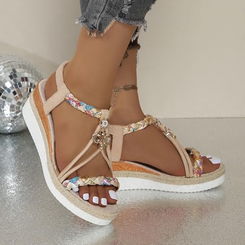 Women's Open Toe High Heel Roman Summer Platform Beach Sandals Low Wedges Comfortabl2