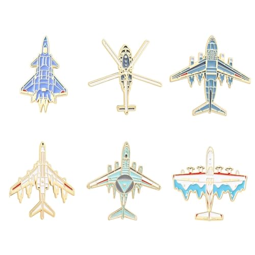 Airssory 6 broches de solapa esmaltados de avión de 6 estilos para mujeres y hombres, accesorios de vestir, bufanda, joyería de fiesta, unisex, recuerdo