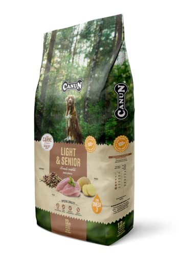 Pienso para Perros Senior o con sobrepeso con Pollo Fresco Sin Cereales Alimento seco para Perros 12 kg Canun Fresh Ligth&Senior Cover