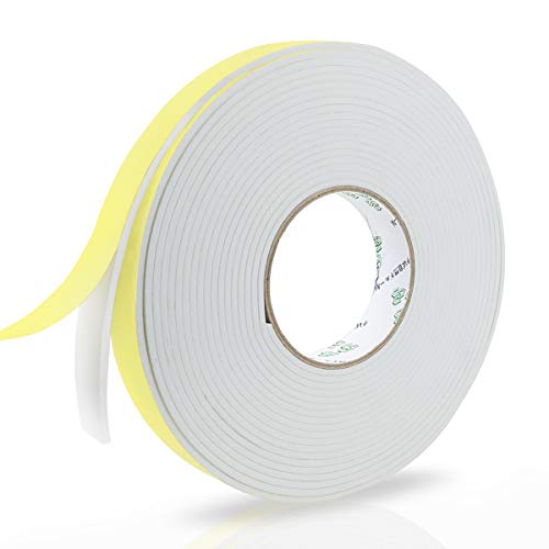 Foam Insulation Tape,Weather Stripping Door Seal Strip for Doors and Windows,Sliding Doors,Pipes,HVAC,Air Conditioning,Seal,Soundproofing,Craft Tape (1In x 1/8In x 33Ft, White)