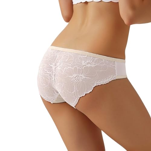 Elegant Lace Design Women's Panties Comfortable Daily Wear Underwear Seamless Fit For All Day (Beige, XL) #214
