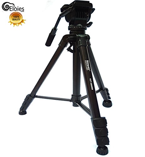 Image of Eloies Simpex VCT-988RM Professional Heavy Duty Video Tripod | Portable Lightweight Aluminum Tripod with 360 Degree Ball Head | Carry Bag Included (Black)