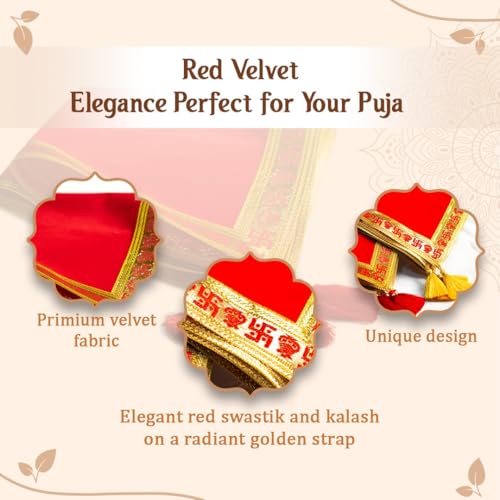 Image of CHITRASHILA Pooja Vastra /Asan Red Velvet Cloth 12 X 18 Inches Pack of 2