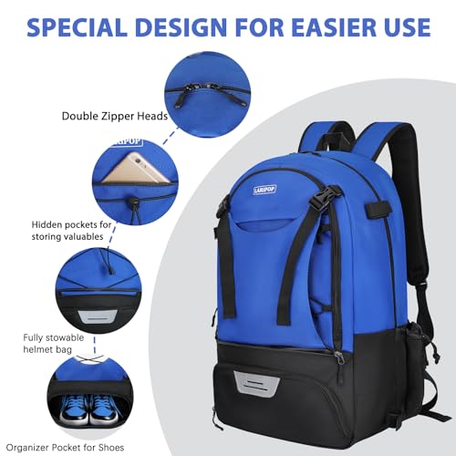 LARIPOP Lacrosse Bag Durable Equipment Backpack with 2 Stick Holders, Dedicated Helmet Compartment for Field Hockey, Youth & Adult Players - Thumbnail 4