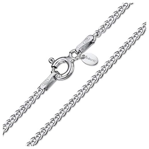Amberta® Joyería - Collar - Fina Plata De Ley 925 - Cadena de Frenar - 1.5 mm - 40 45 50 55 60 70 80 cm (70cm)
