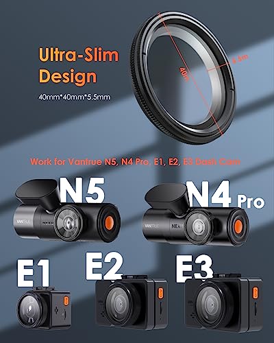 Vantrue 40Mm Ultra-Slim Cpl Circular Polarizer Filter For Vantrue E1, E2, E3, E1 Lite, N4 Pro Dash Cam, Reduce Glare And Reflection, Enhance Contrast #TOP1