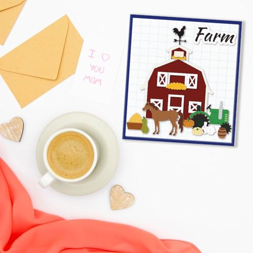 DELORIGIN Matrizes de corte de animais de fazenda para fazer cartões, estêncil, cartões de metal, re