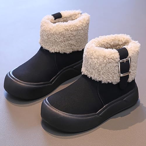 IWIHMIV Girls Short Boots Girls Thick Sole Leather Ankle Booties Thickened Soft Bottom Warm Cotton Boots With Zipper3