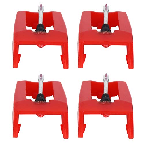 4 accesorios de aguja de repuesto para tocadiscos con punta cónica de cerámica de diamante, fácil de instalar, se adapta a la mayoría de tocadiscos, incluyendo Crosley Victrola ION