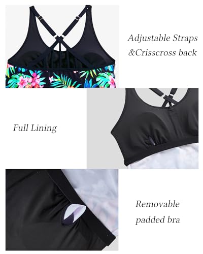Image of Yonique Womens Tankini Top Only Athletic Swim Top Modest Tankini Swimsuit No Bottom