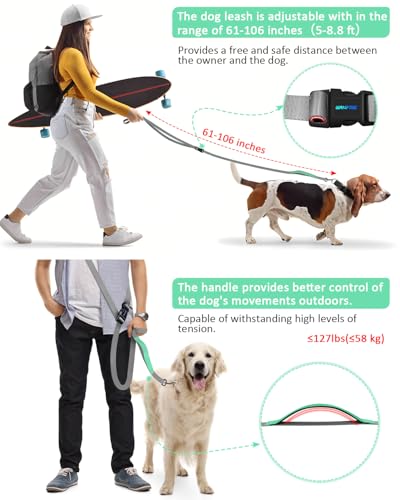 WANFIRE Freihandleinen für Hunde, Hundeleine für Mittelgroße Hund,Joggingleine Hunde Zum Gehen Joggen Laufen Training Dog Leash. (1.5-2.7m)