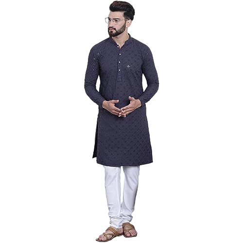 Image of SOJANYA (Since 1958 Men's Pure Cotton Sequence Kurta & Pyjama Set