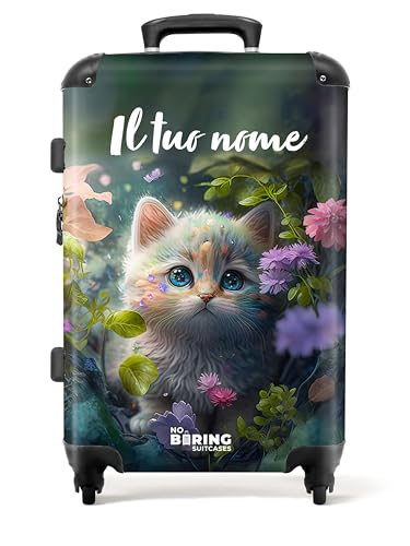 Valigia Bambini Grande Personalizzabile Trolley Medio Serratura TSA 23 kg 67 cm - 72 L Gattino tra i fiori - Multicolore rigido
