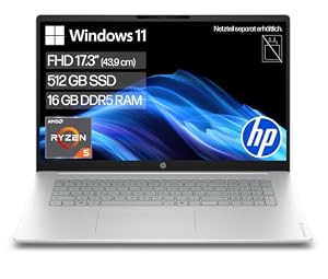 HP OmniBook 3 Laptop, 17, 3" FHD, AMD Ryzen 5 7520U, 8GB RAM, 512GB SSD