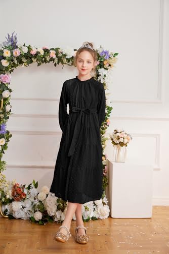 GRACE KARIN Girls Long Sleeve Dress A-line Flowy Maxi Dresses for Girls 5-14 Years4
