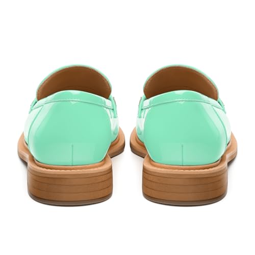 Image of JUSTDANNI Loafers for Women Slip On Shoes with Round Toe 1.2-Inch Low Chunky Block Heel Patent Comfortable Casual Dress Pump Shoes for Wedding Party Work Shopping Dating