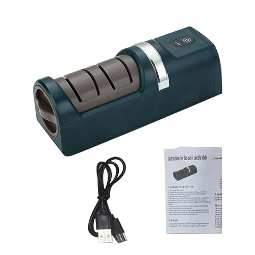 Riuulity Afilador de Cuchillos Eléctrico Recargable por USB, Muela Fina Gruesa Portátil para Cocina, Chef y Hogar (GREEN) - imagen 6
