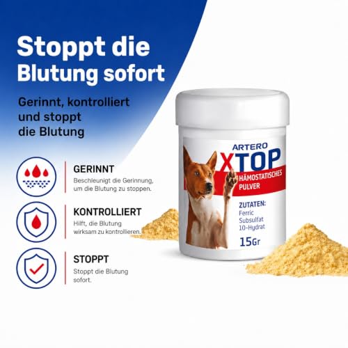 ARTERO X-Top Blutstiller für Hunde und Katzen 15 g, veganes Pulver