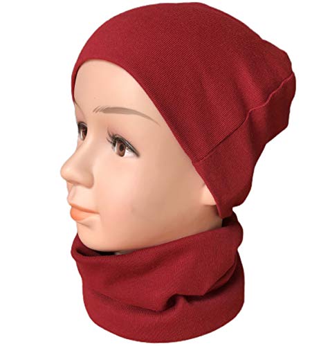 ZHW 5 Pack Baby Boy's Girl Beanie Hats Cotton Skull Caps for Toddlers Kids Little Boys (1 Set hat Scarf Red)