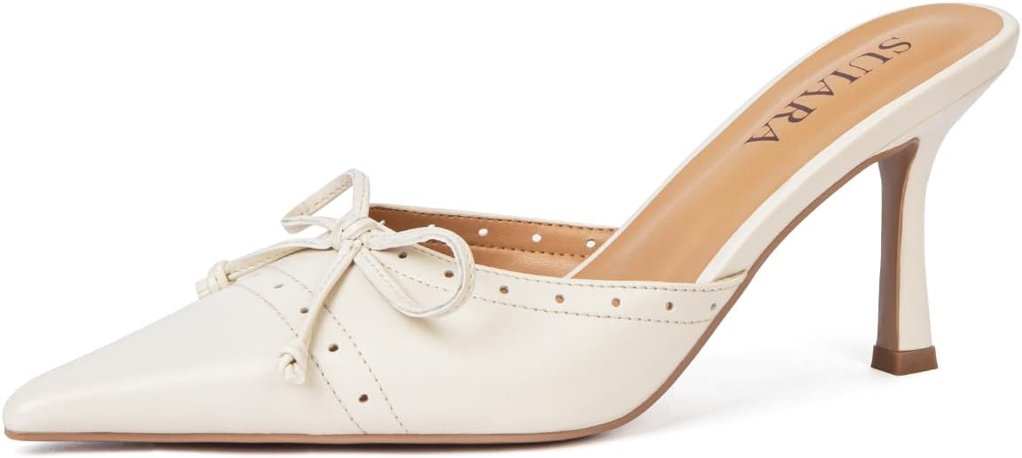 Kitten Heels for Women Closed Toe Heels Vintage Heeled Mules Sexy Pointy Studded Sl...